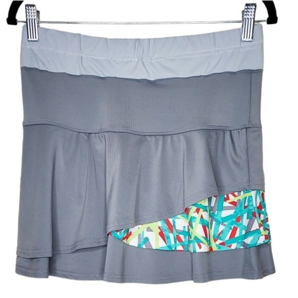 bollé Women M Gray Tiered Flutter Balletcore Coquette Tennis Golf Sports Skort